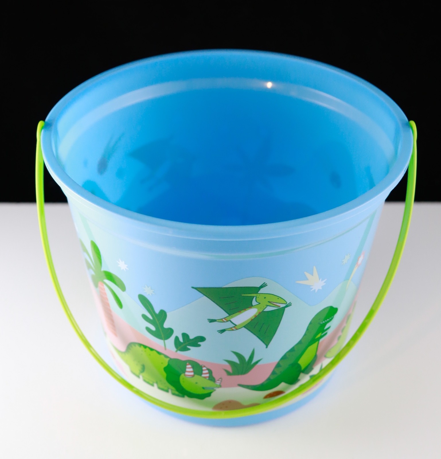 New Spritz Dinosaur Blue Bucket with Handle for Easter or Beach