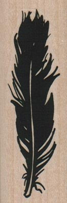 Black Feather 1 x 2 3/4" Mounted Rubber Stamp, Bird Stamp, Birds Stamp