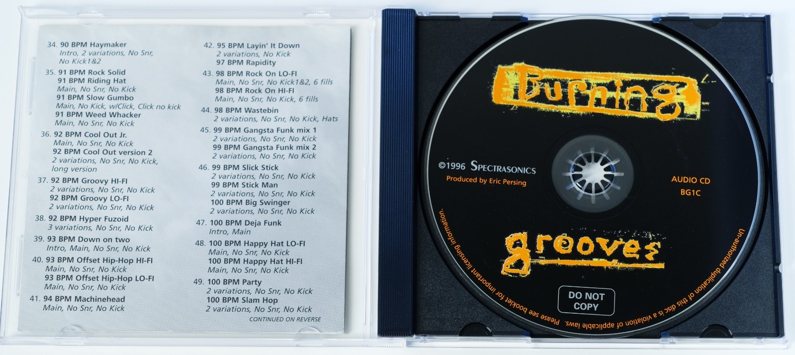 Spectrasonics Burning Grooves Audio CD Sample/Sampling Library Missing Inserts