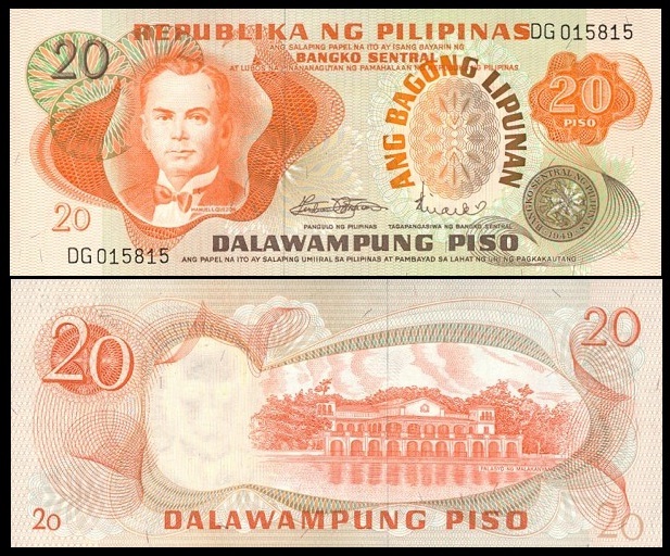 Philippines 20 Pesos ND(1970) P155 UNC (sign 8)