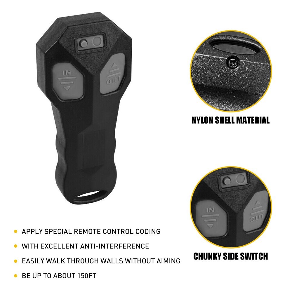 Wireless Winch Remote Control Handset Easy To Install 150ft 12V Remote Receiver