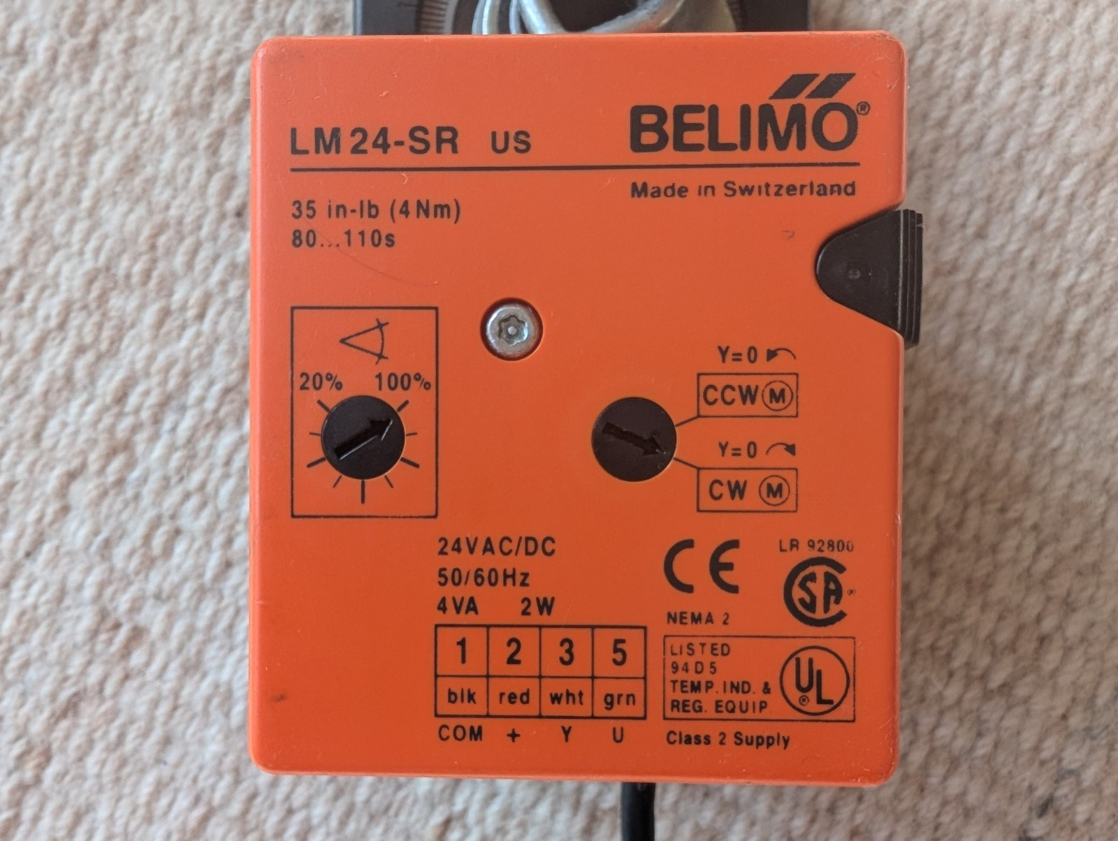 Belimo LM24-SR US Actuator Damper - modulated (tested and working)