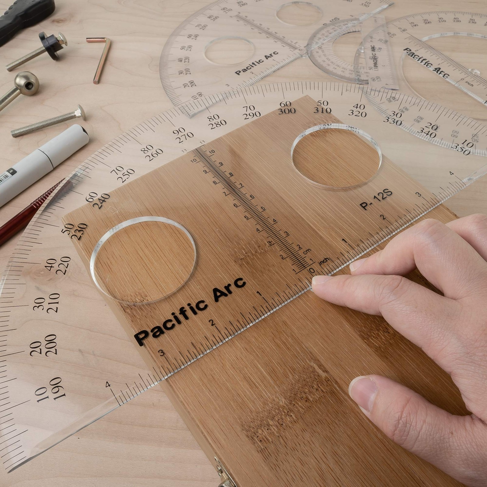 Pacific Arc's 8 Inch Plastic Protractor Clear Ruler