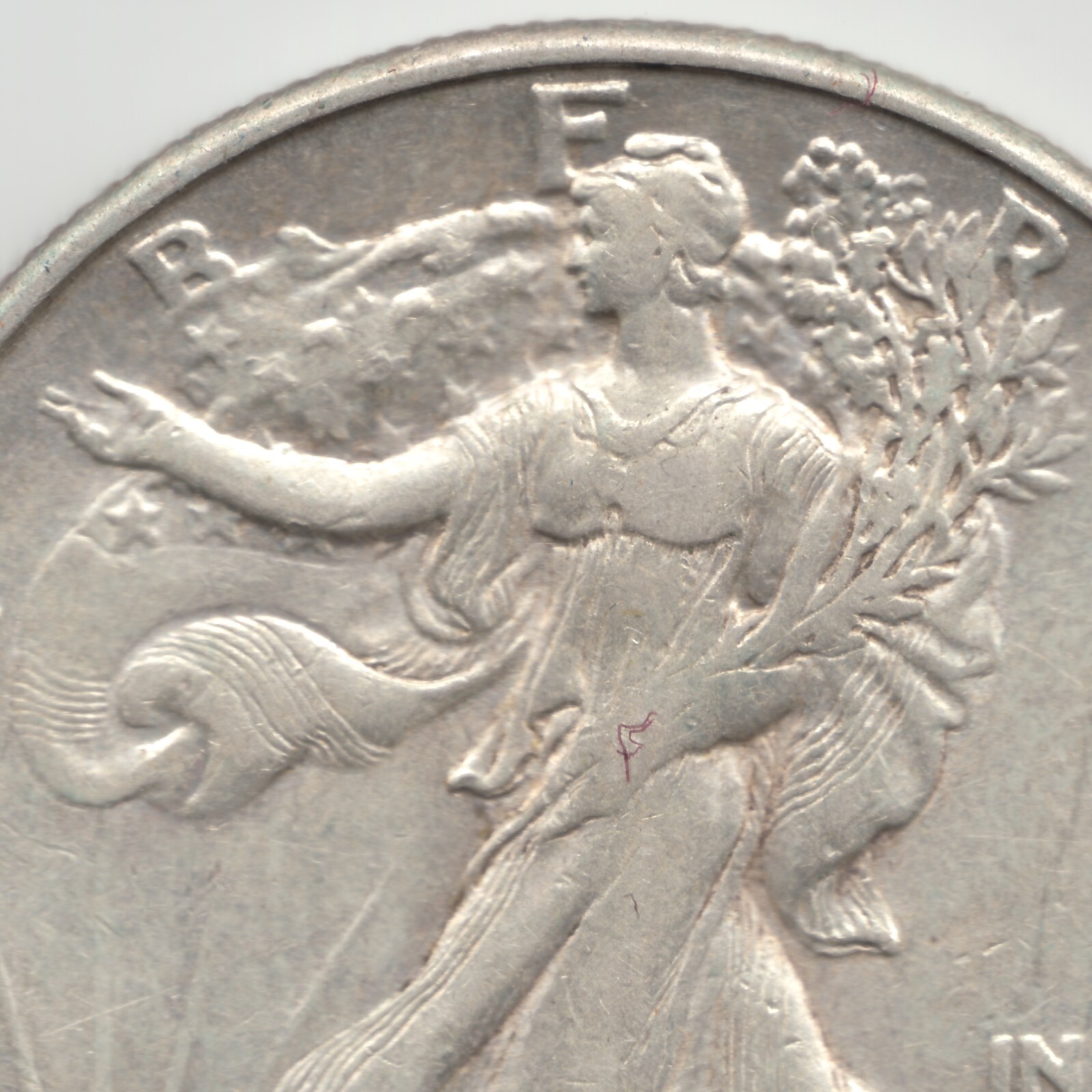 1937 D Walking Liberty Half Dollar, XF-AU