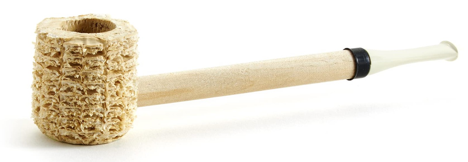 Missouri Meerschaum Short Stop Straight Ivory Color Stem Corncob Pipe Beige