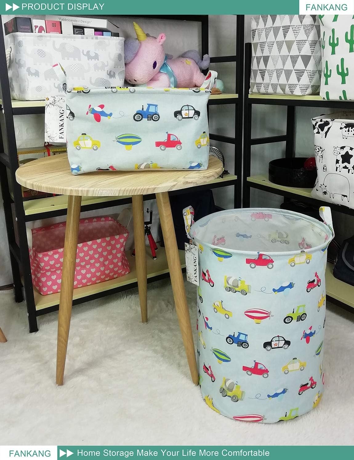 Storage Bin Foldable Nursery Organizer Basket Car | Foldable with Waterproof ...
