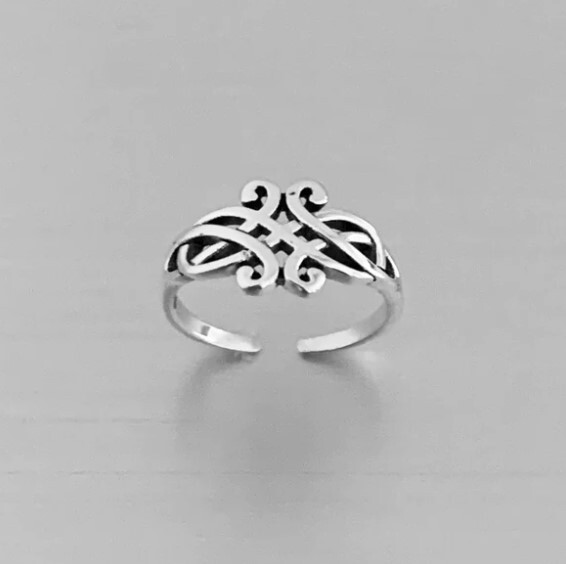 Stylish Gift For Womens Solid Metal Adjustable Toe Ring White Plated Gold Silver