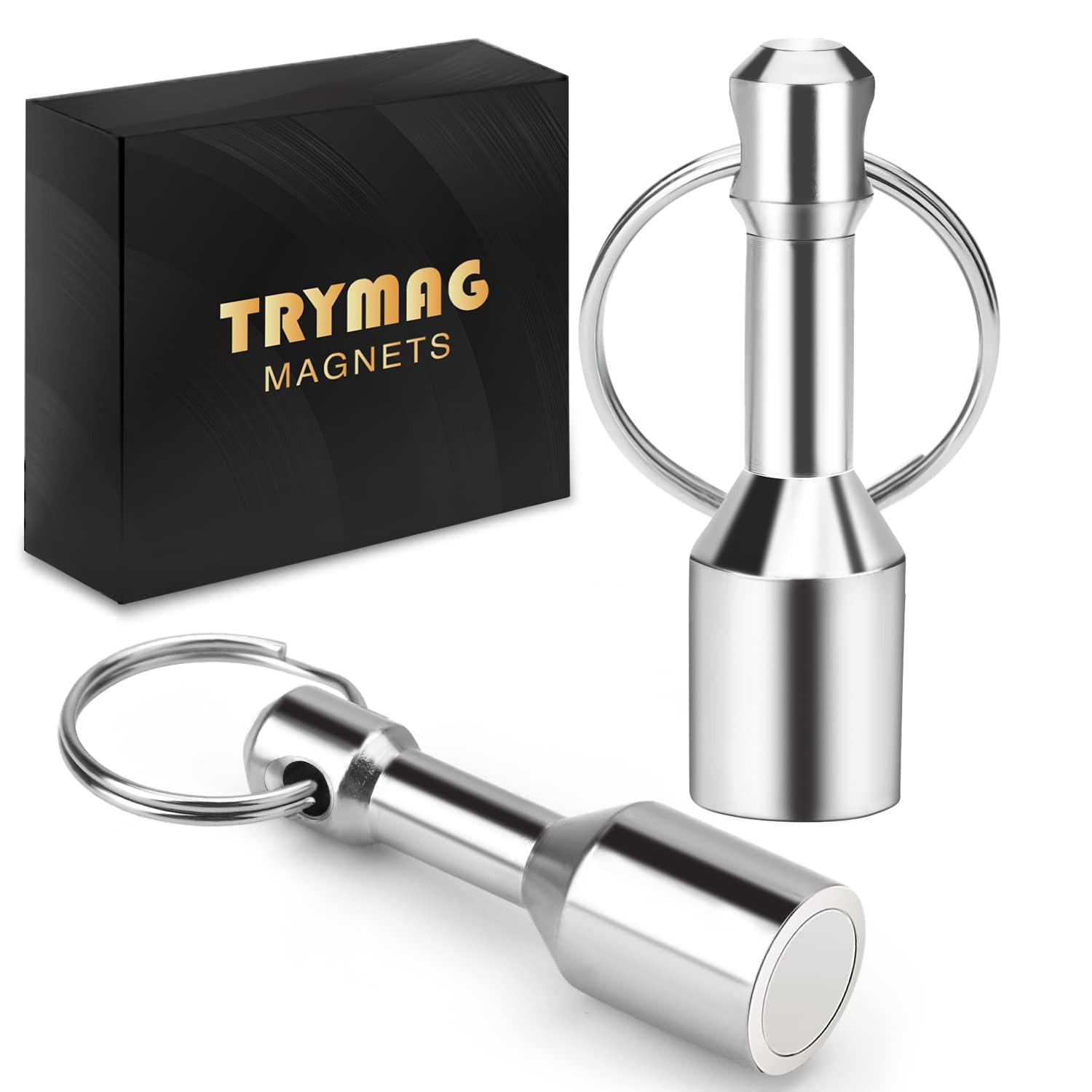 TRYMAG Keychain Magnets for Testing Brass, 2 Pack 2Pcs, Silver
