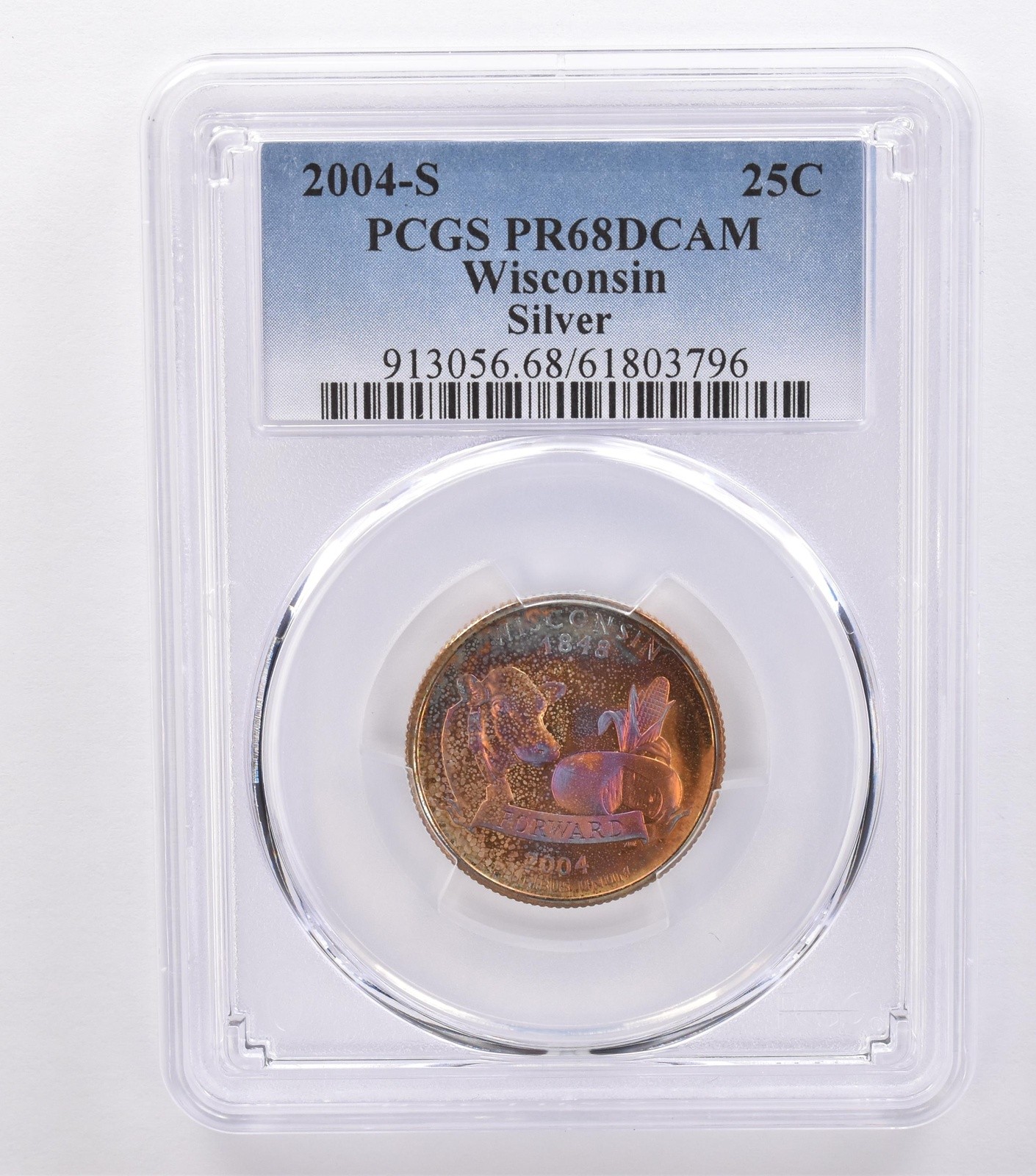 2004-S Washington State Quarter Wisconsin Silver PR68 DCAM PCGS Nice Tone *8775