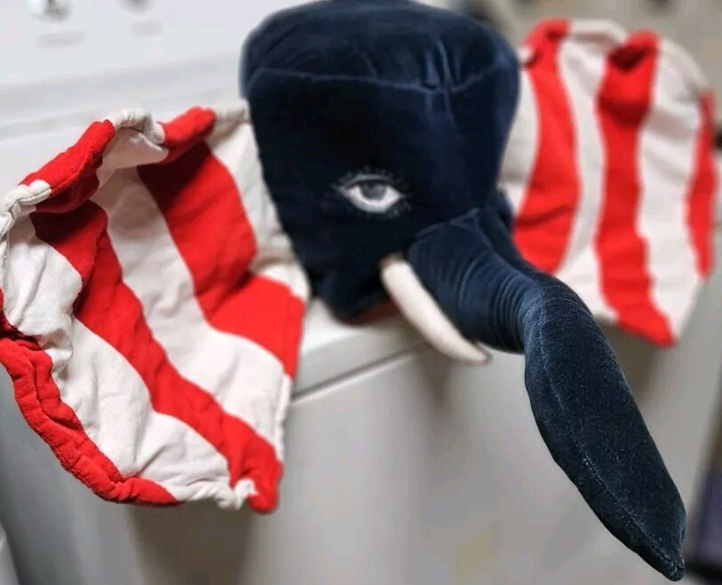 VTG Elephant USA Red White & Blue Costume GOP Political Hat Made In Nepal  Rare!