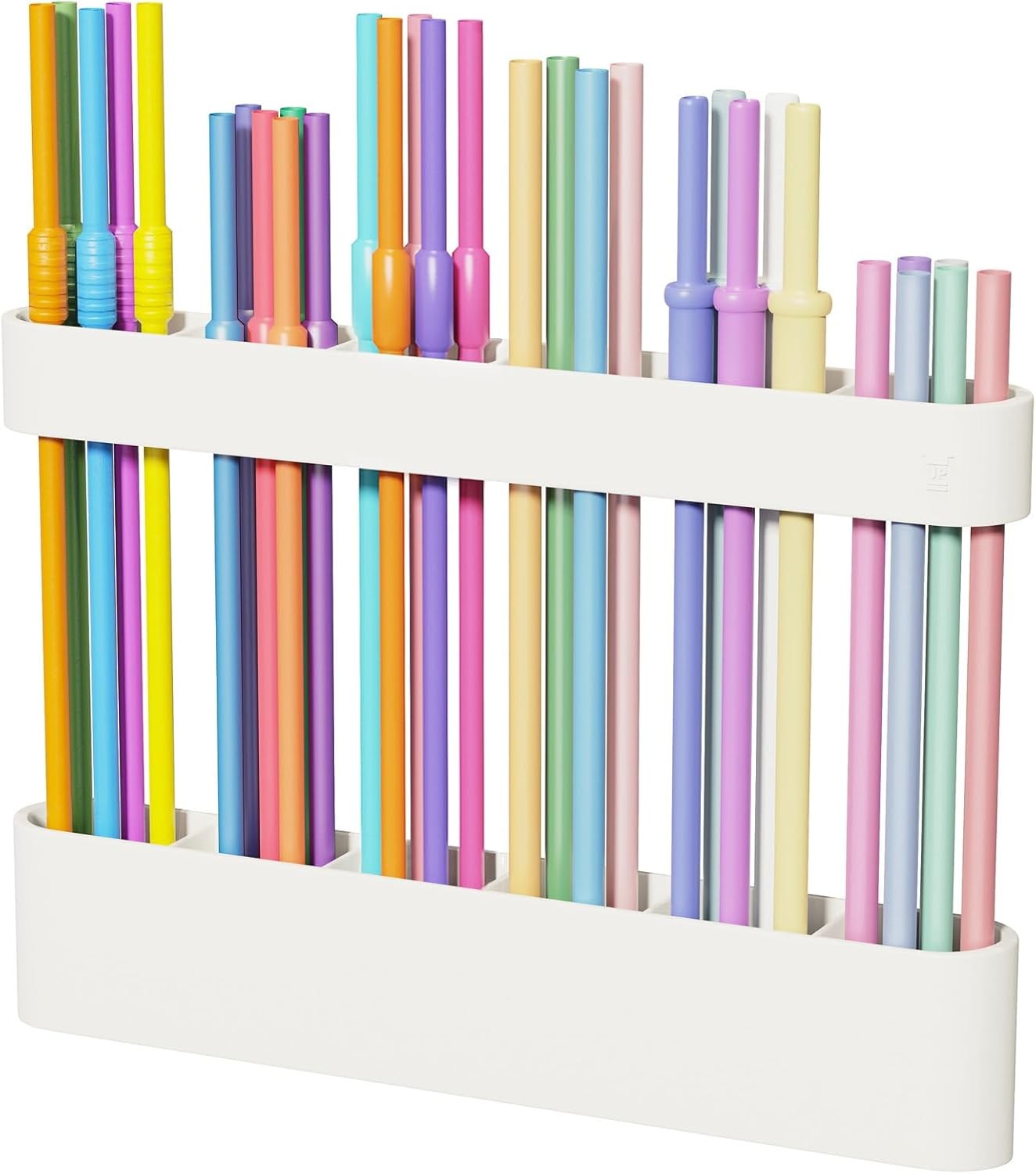 White Silicone Straw Holder Mounted on Cabinet Door for Straw Storage