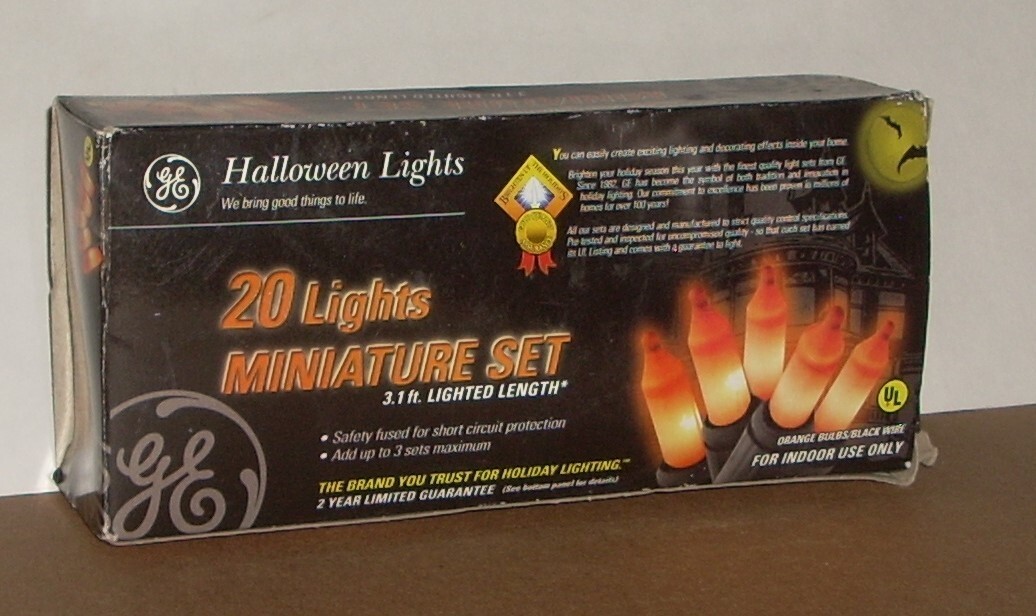 Vintage GE Halloween Lights 20 Miniature Set 3.1 Ft. Orange Mini