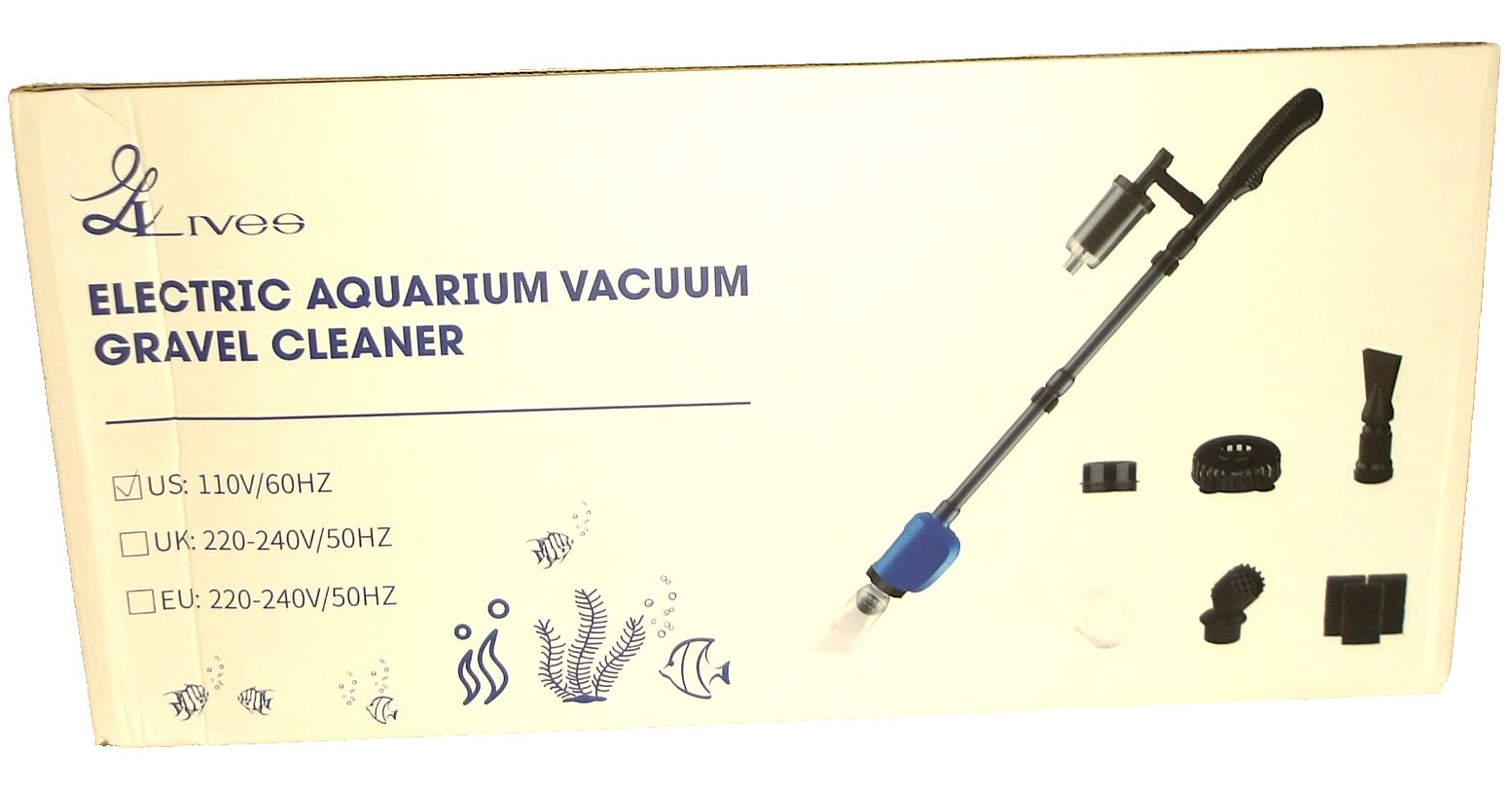 LIVES Electric Aquarium Vacuum Gravel Cleaner, 6 in 1, Adjustable, 110 V