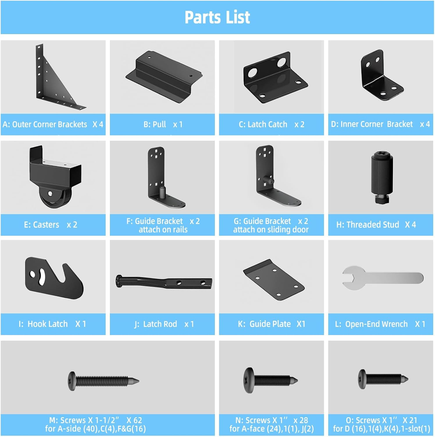 Sliding Gate Hardware Kit, Heavy Duty Fence Gate Kit with Roll Wheels, Universal