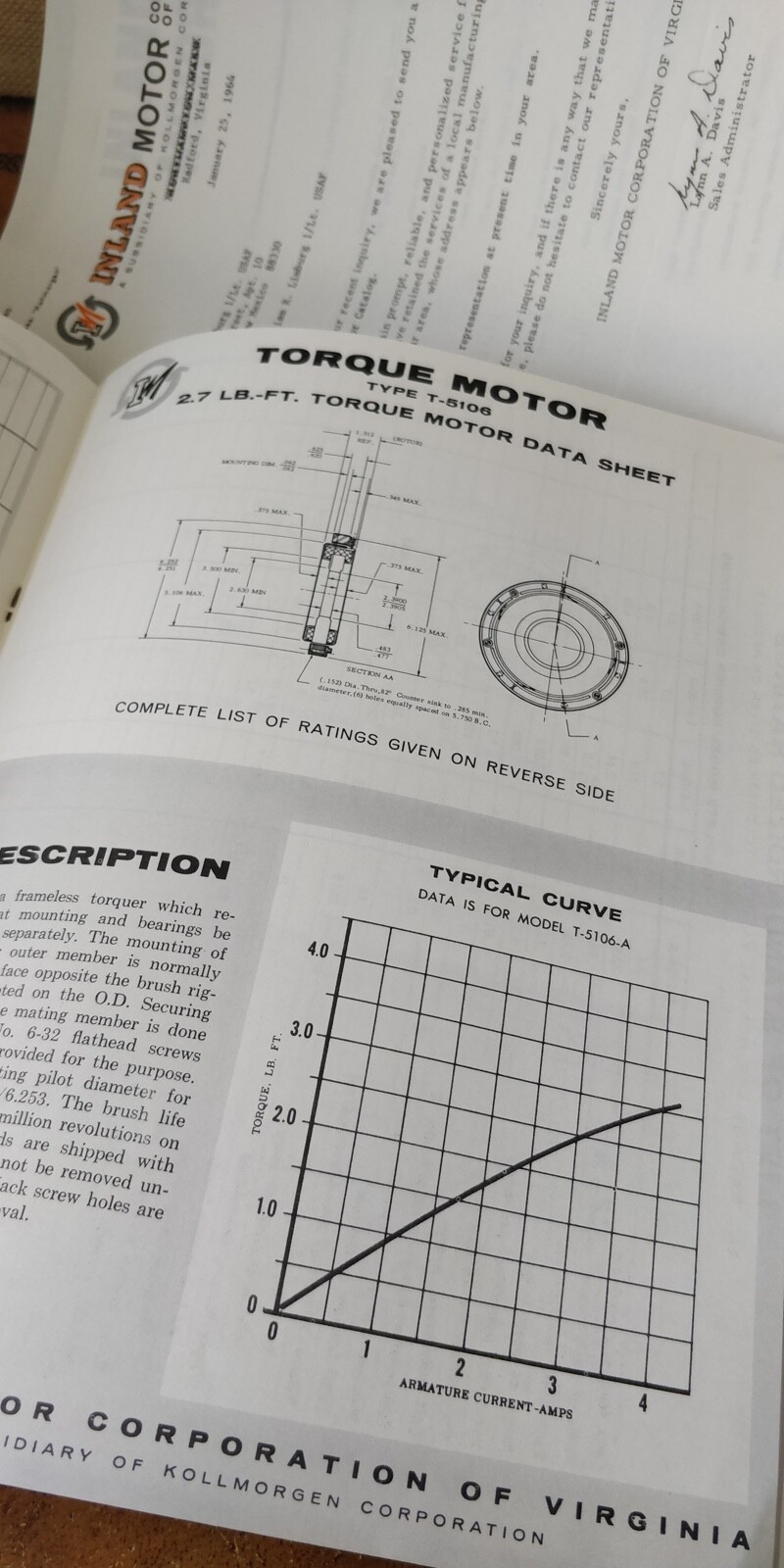 1964 ~ Inland Motor Corp ~ Torque Motors Catalog ~ Technical Data