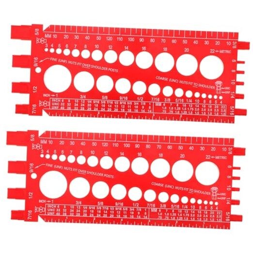 2 Pieces Nut Bolt Thread Gauge Screw Nut Size Thread Metric Checker Inch Red