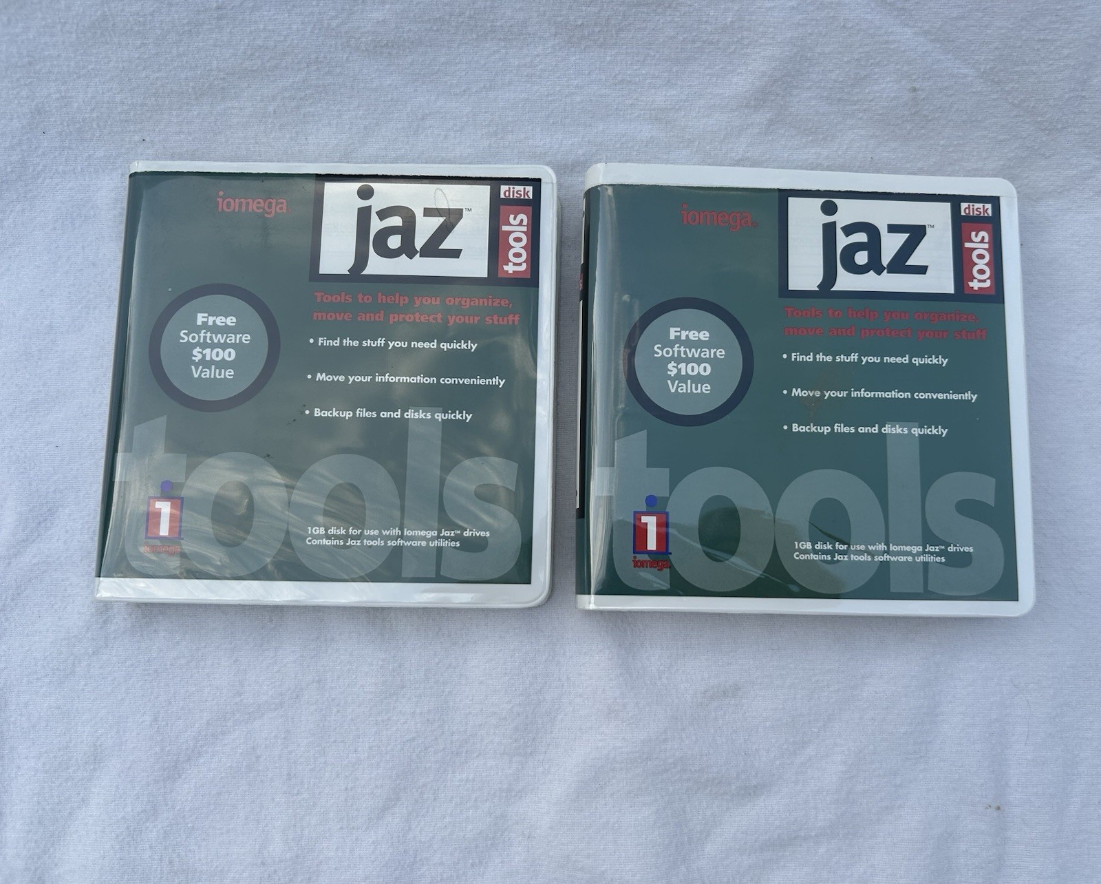 Iomega Jaz Disks 2 Count Tools 1GB Used ~