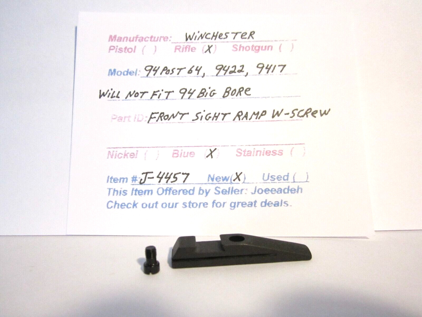 WIN. MODEL  94 POST 64, 9422, 9417 (FRONT SIGHT RAMP W-SCREW) (ITEM # J-4457)