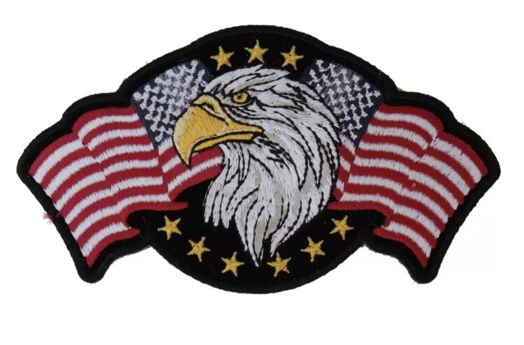 STAR SPANGLED BANNER EAGLE AMERICAN FLAG EMBROIDERED PATCH **FREE SHIPPING**