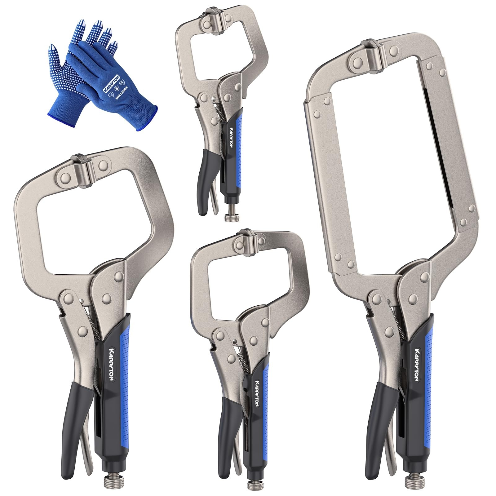 4 PCS CClamp Locking Pliers Swivel Pads 6/9/11/14 Inch Woodworking Welding