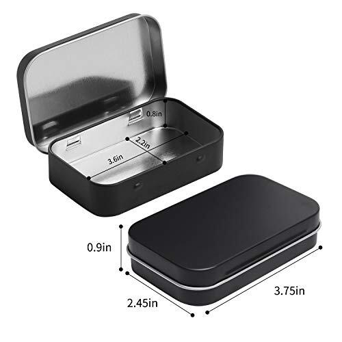 40 Pack Metal Rectangular Hinged Tins, Matte Black Mini Portable Box Containers