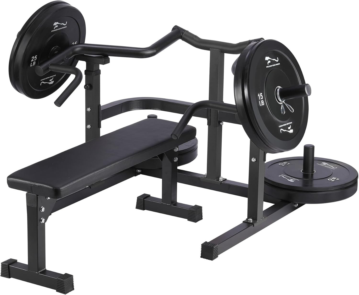Chest Press Machine with Adjustable Flat Bench,Versatile Bench Press Rack
