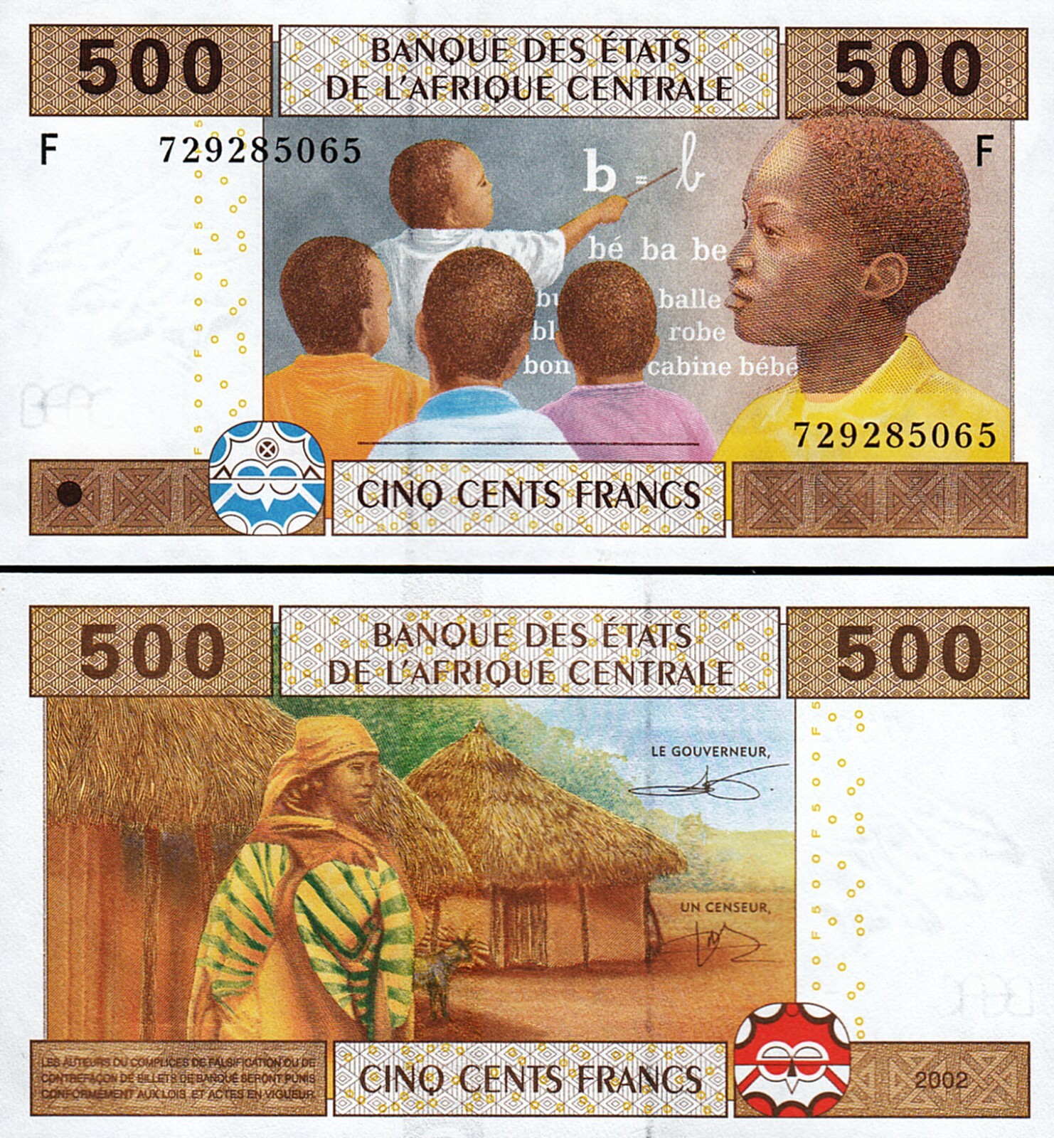 Central African States, C.A.S, EQUATORIAL GUINEA, 500 Francs 2002, UNC, P-506F