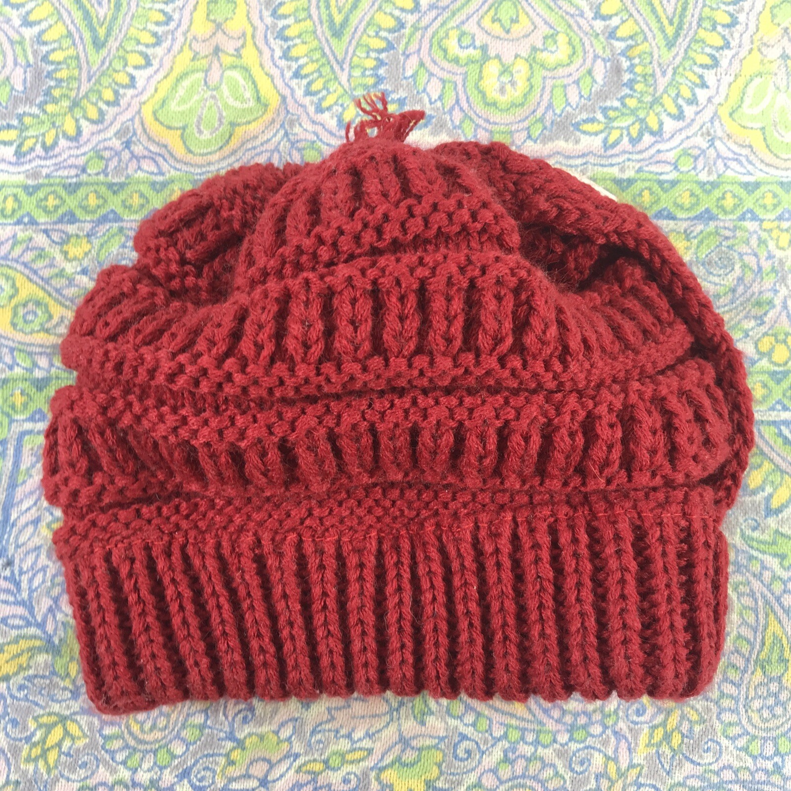Red CC Kids Beanie Boys Girls Children Knit