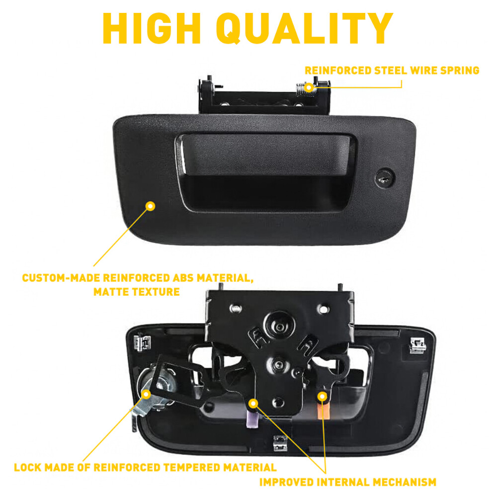 Tailgate Handle Latch w/Lock & Bezel For 2007-2014 Chevy Silverado GMC Sierra