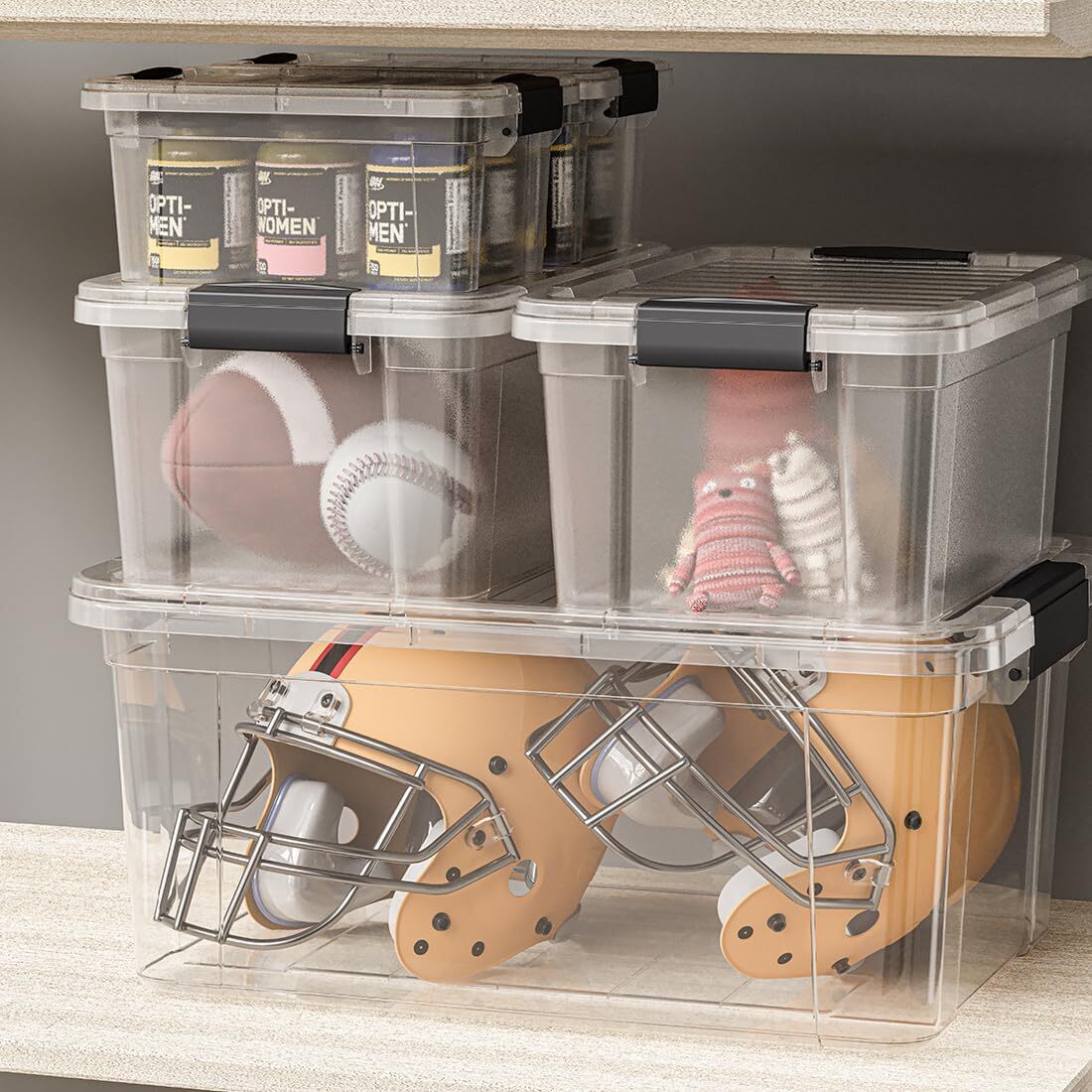 Superio Clear Storage Bins with Lids, 5 Pack- Plastic Storage Boxes - 49 Quart