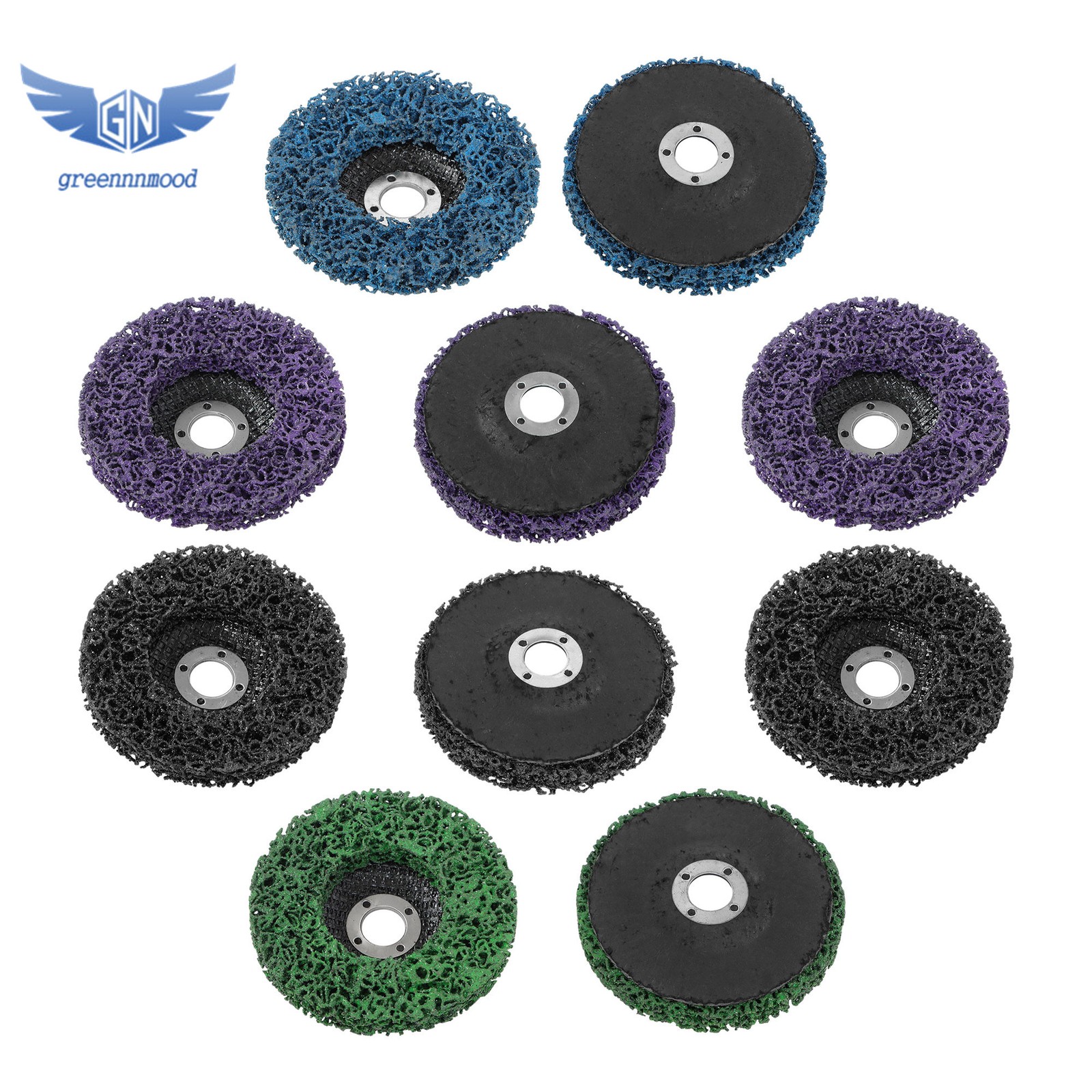 10Pcs 4" Paint Stripping Discs Multi Color Set for Metal Rust Angle Grinder