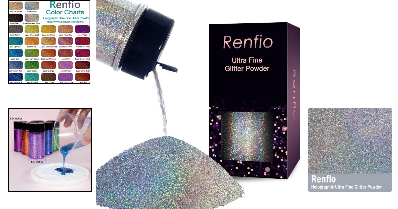 Diamond Laser Silver Holographic Glitter Powder - 2.11oz Artisan Craft Sparkle