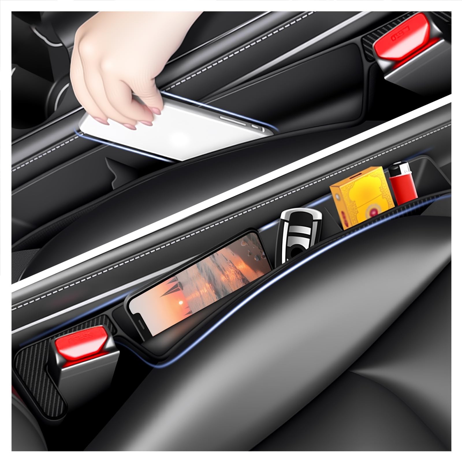 2PCS Car Seat Gap Filler Organizer with Charging Port,Upgrade Cars Gap Filler...