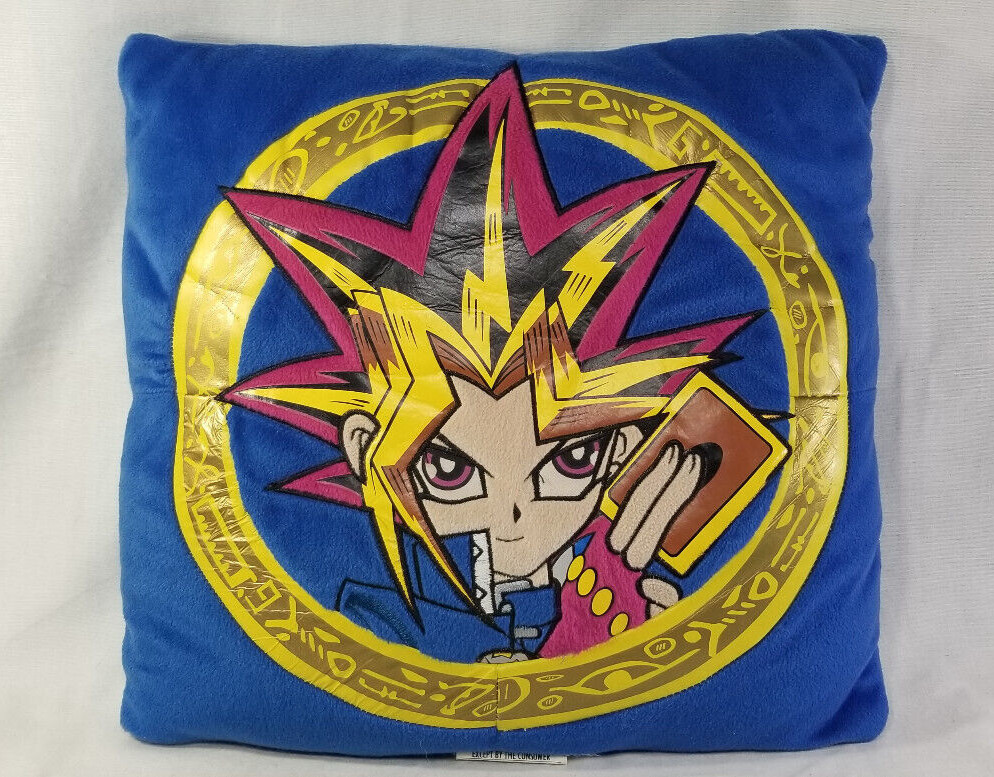 Vintage YU-GI-OH! PILLOW - Blue Kazuki Takahashi 1996 Collectible Anime 14”x14”