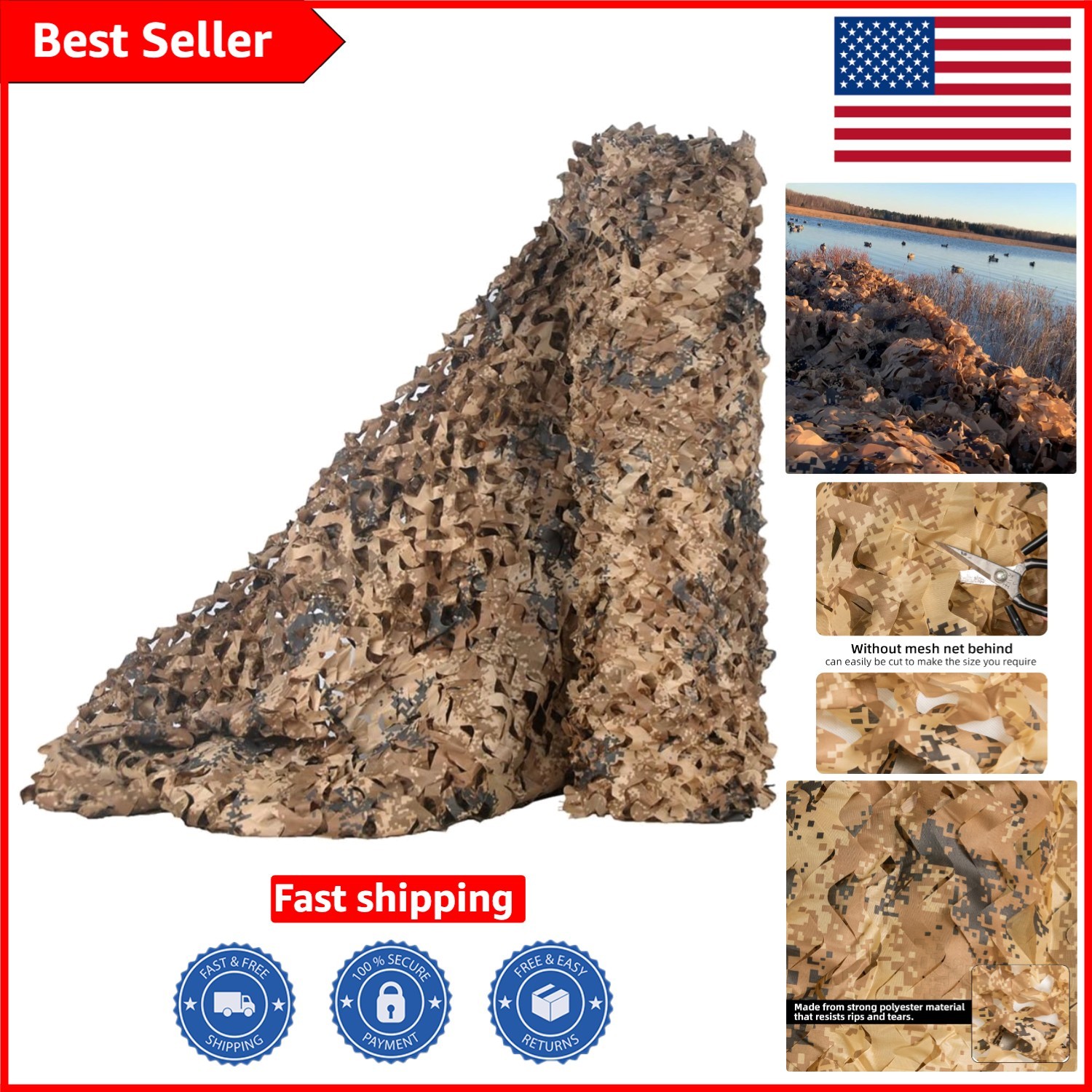 Desert Digital Camo Netting 5x6.6ft - Waterproof & Lightweight for Outdoor Use