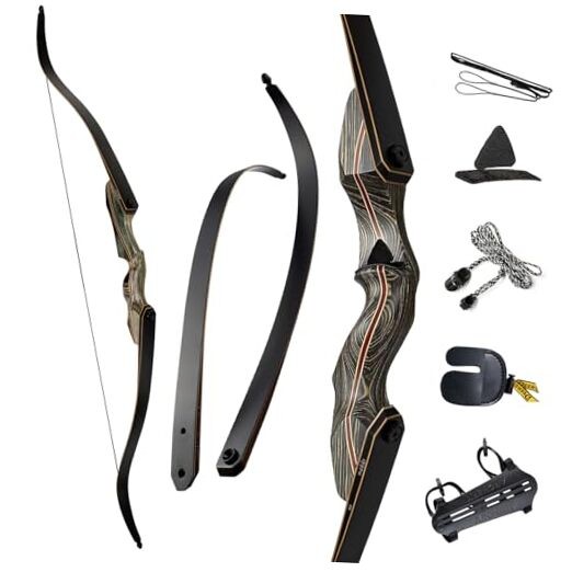 60" Takedown Recurve Bow Set Traditional Wooden 55.0 Pounds Coyote Right Hand
