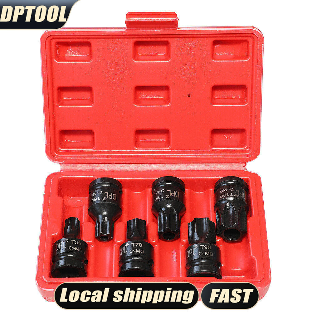 vw audi 6pc 1/2" DR Impact Star Torx Bit Socket Set T55 T60 T70 T80 T90 T100 M14