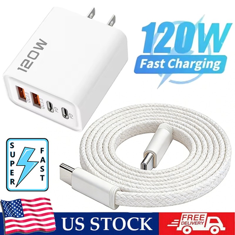 120W Type C USB-C Fast Wall Charger For Samsung Galaxy A15 A25 A36 A16 5G A17