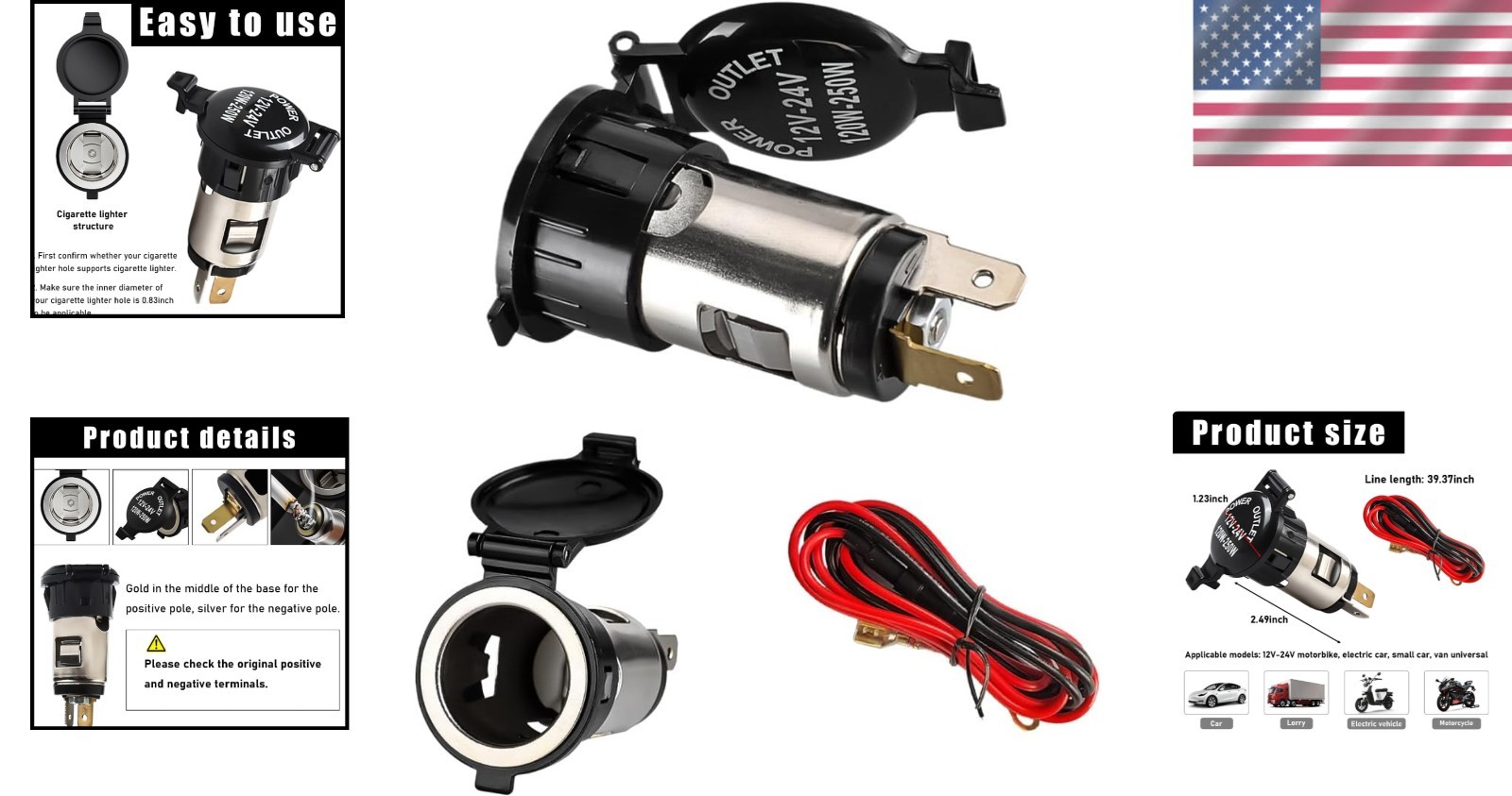Cigarette Lighter Adapter for SUVs and Trucks with Power Outlet Functionality