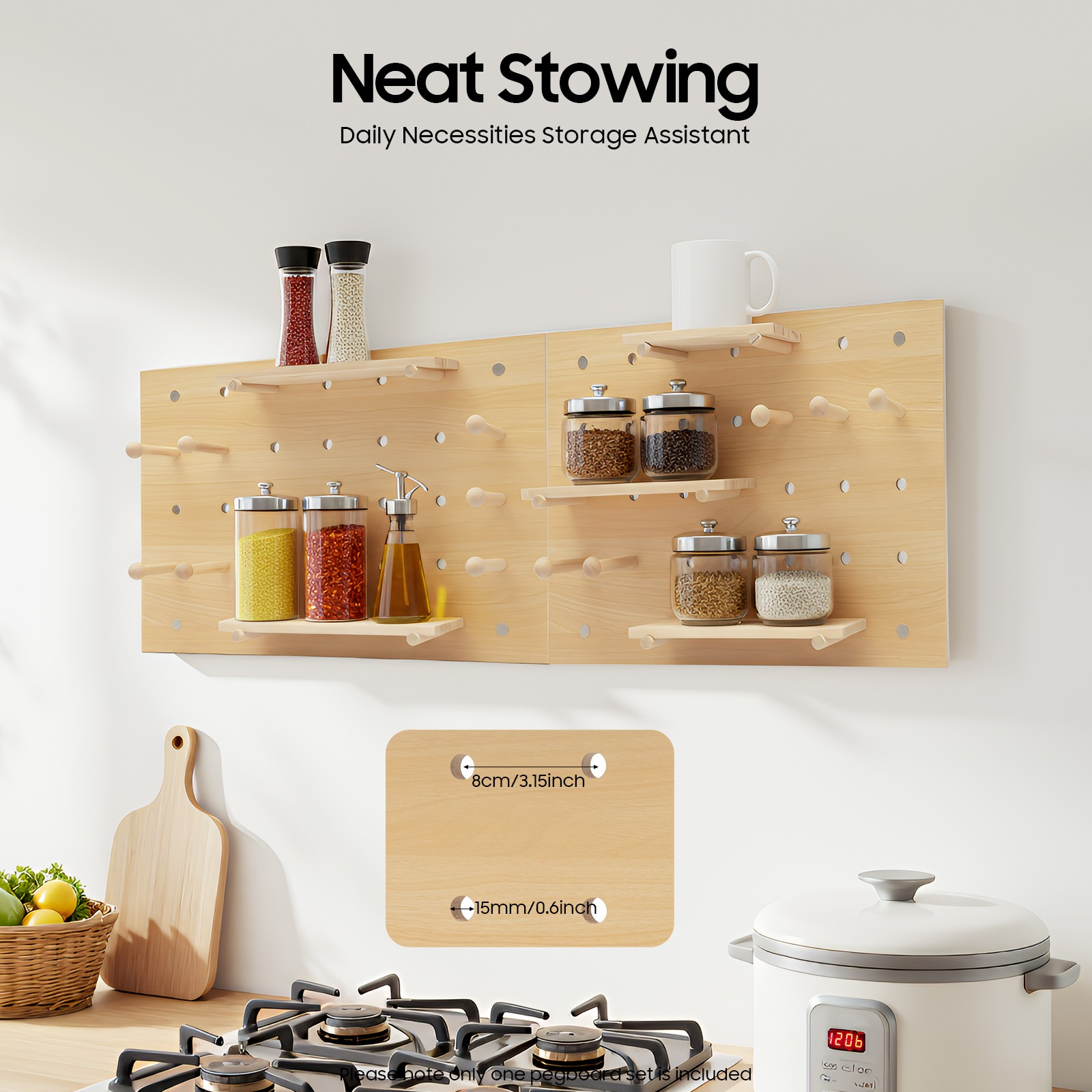 Wood Pegboard Combination Wall Organizer Kit Wooden Display Pegboard Panel