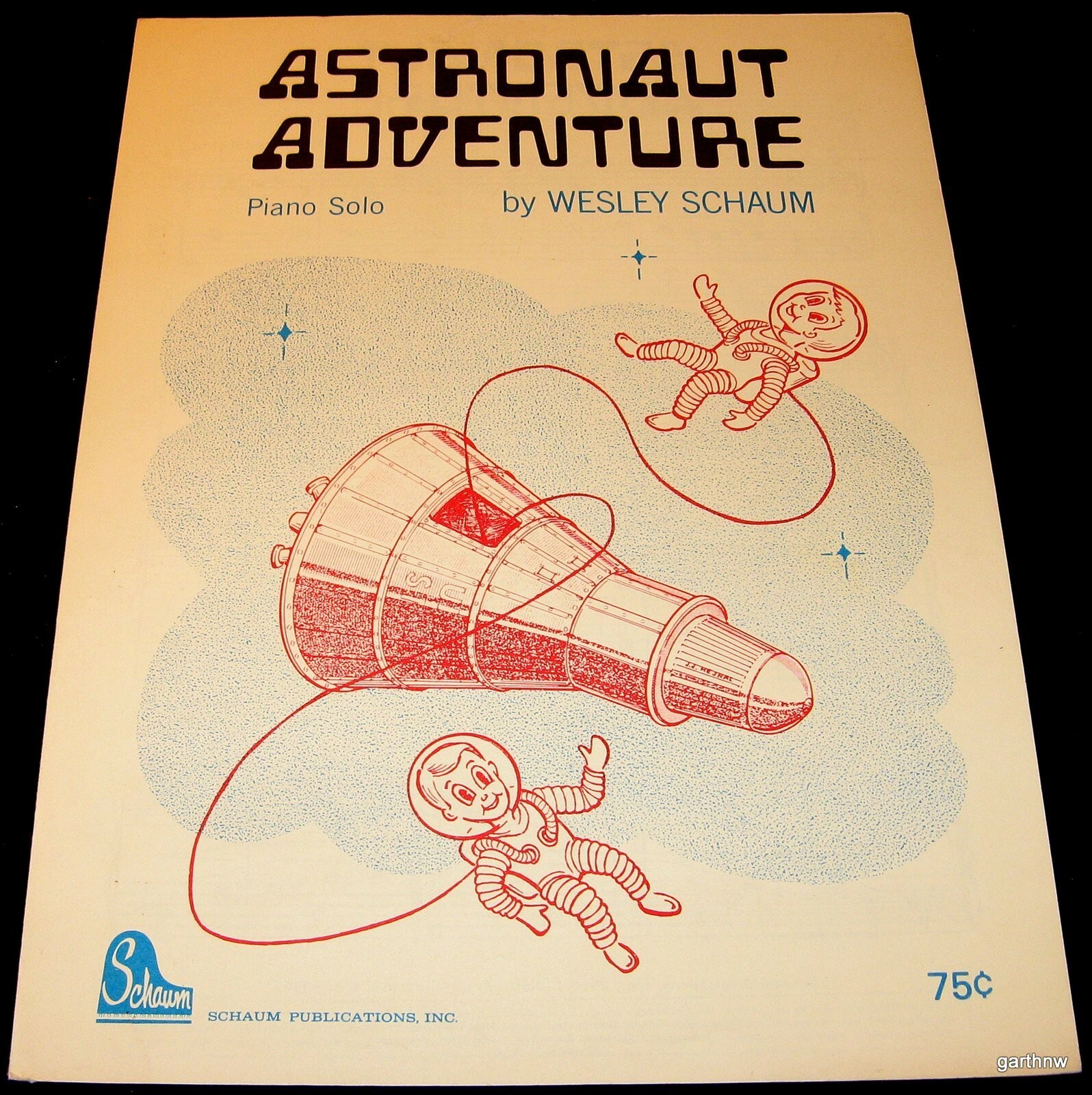 ASTRONAUT ADVENTURE 1970 ART & MUSIC SHEET SPACE WALK & CAPSULE