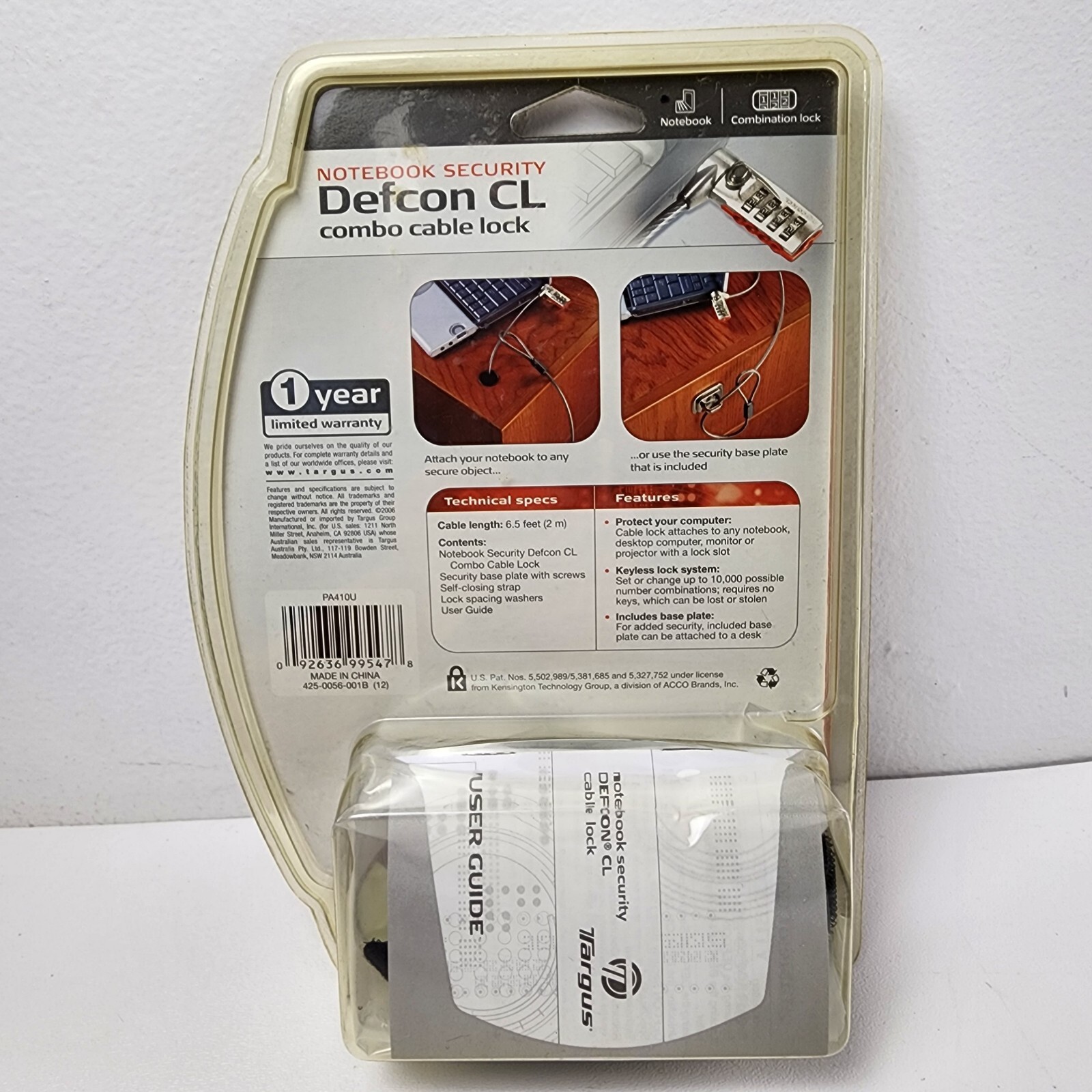 Targus DEFCON CL Laptop Computer Cable Lock 4 Digit-Code