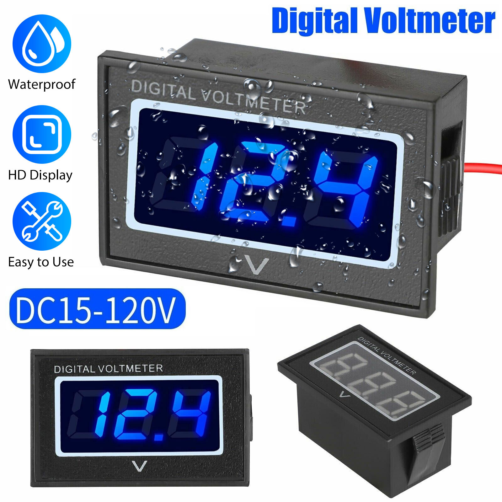 48V Blue Golf Cart LED Digital Volt Meter Battery Gauge For EZGO Club Car Yamaha