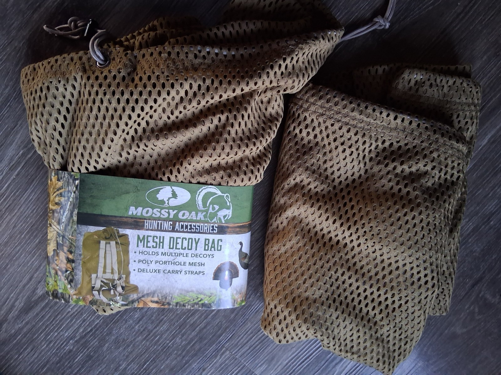 2 Mossy Oak Mesh Decoy Bag, Holds 36 Standard Decoys 30" X 50"  (1 bag wo label)