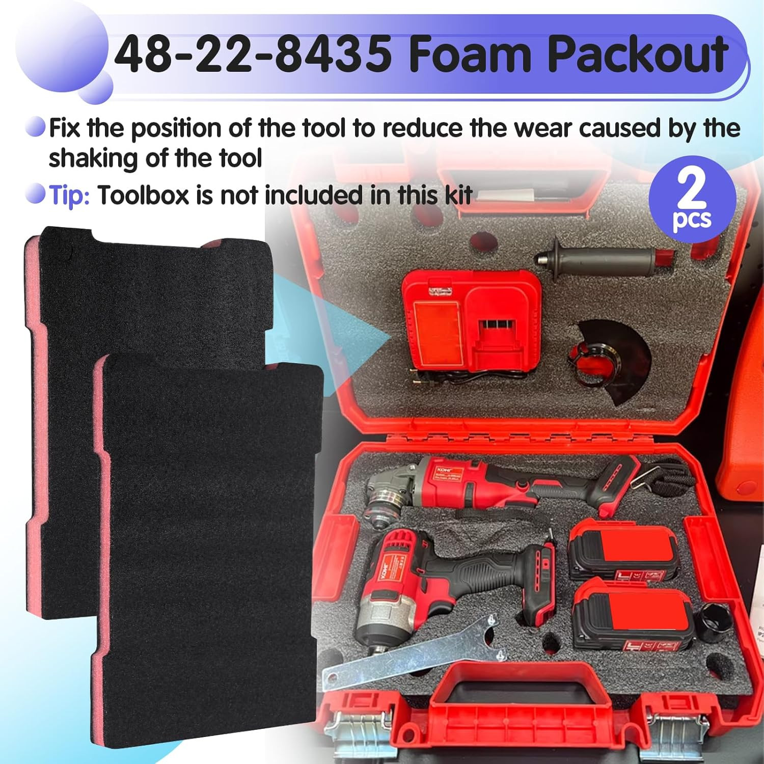 2 PCS 48-22-8435 Tool Box Foam Compatible with Milwaukee Packout Foam Insert, fo