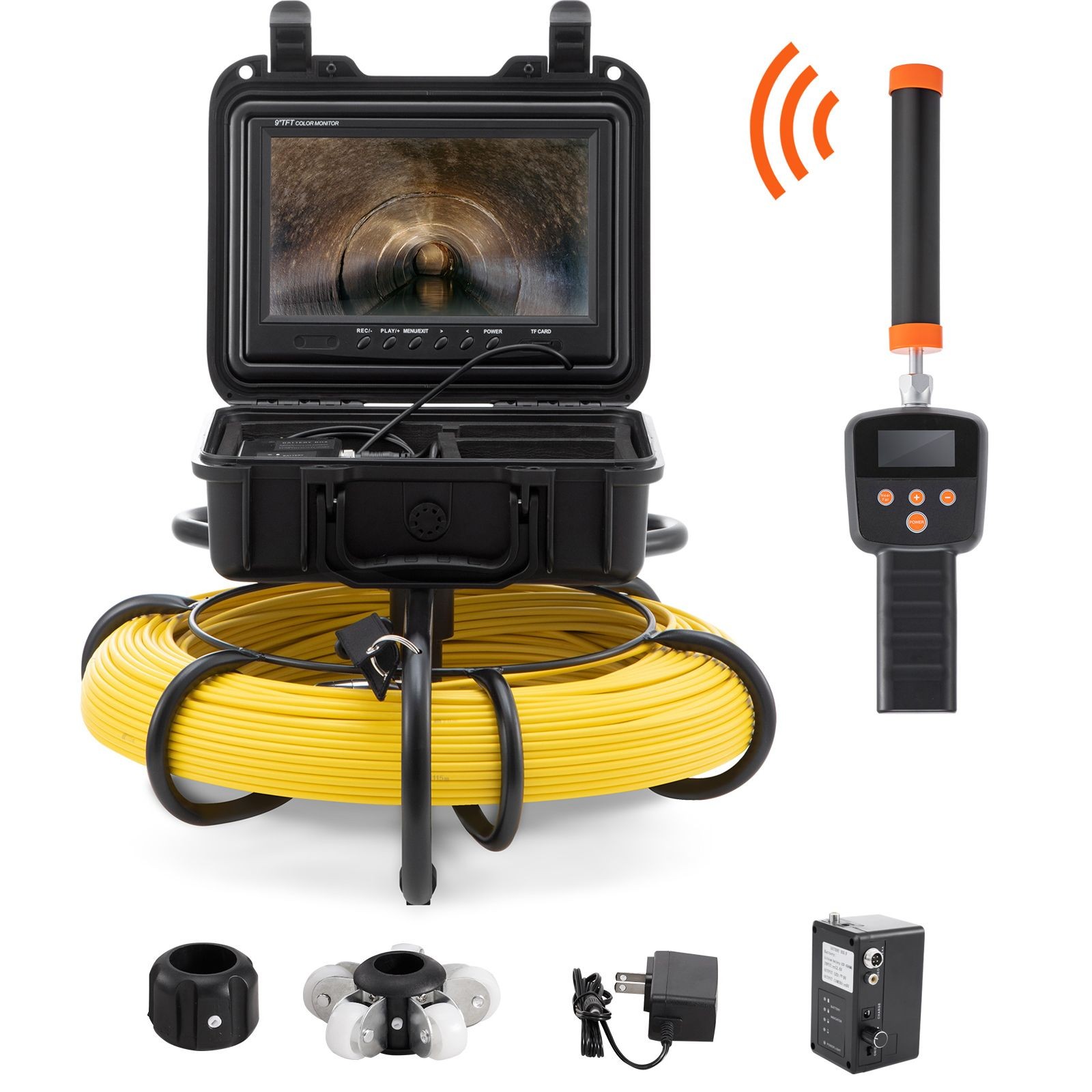 9in HD Pipe Inspection Camera 300ft Cable 12 LEDs DVR with Locator