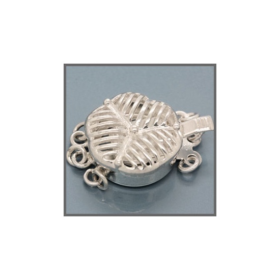 Sterling Silver Flower Filigree Box Clasp 14mm 3 str #51412
