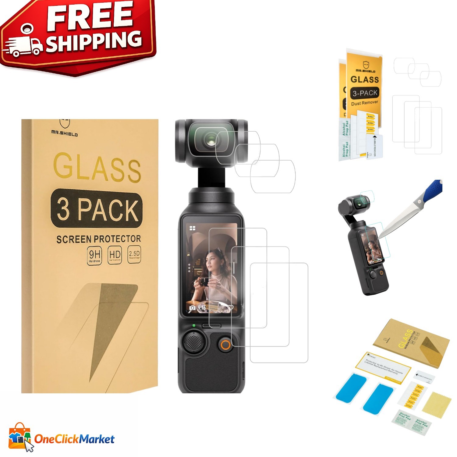 Japan-Made Tempered Glass Screen Protectors - 6PCS for DJI Osmo Pocket Series
