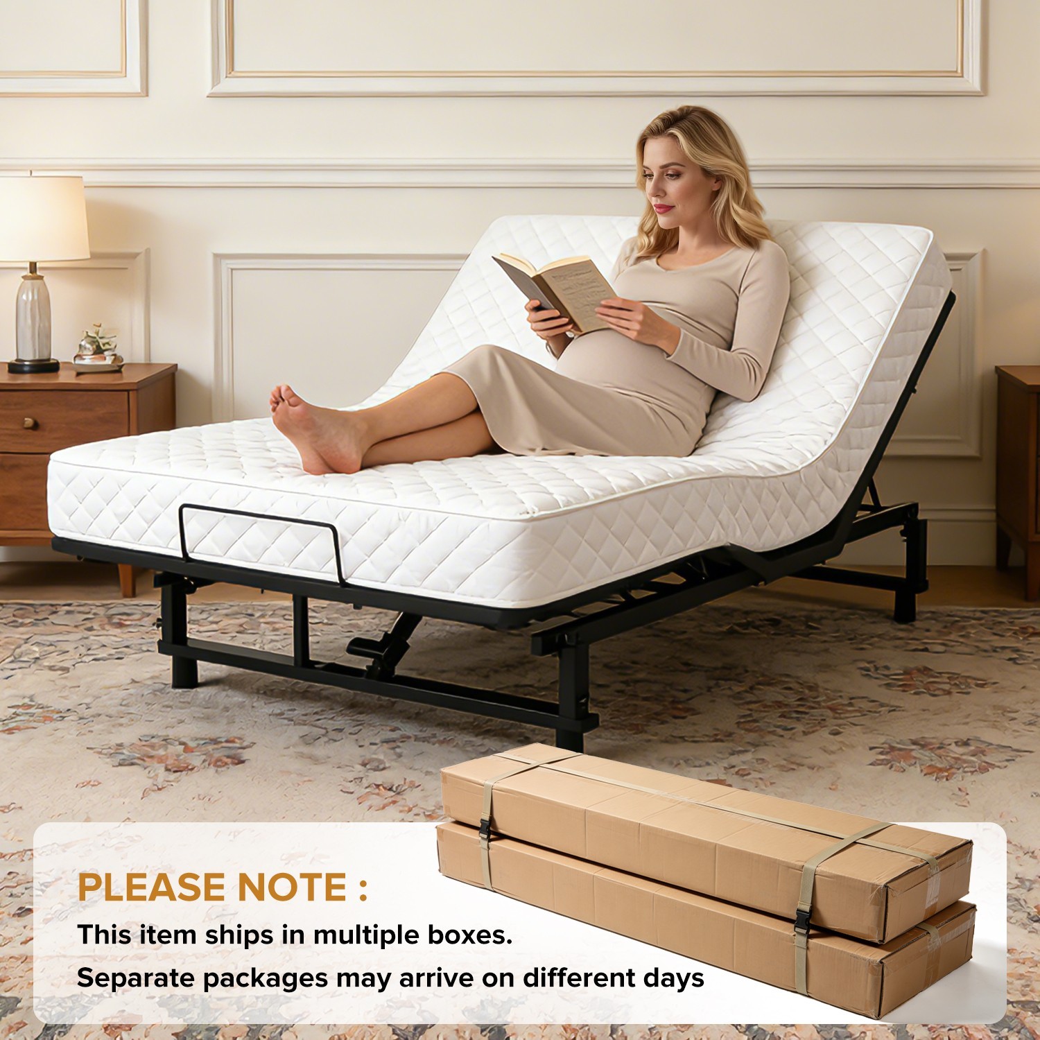 Queen/King Electric Bed Frame Adjustable Bed Base with Head Foot Incline Remote