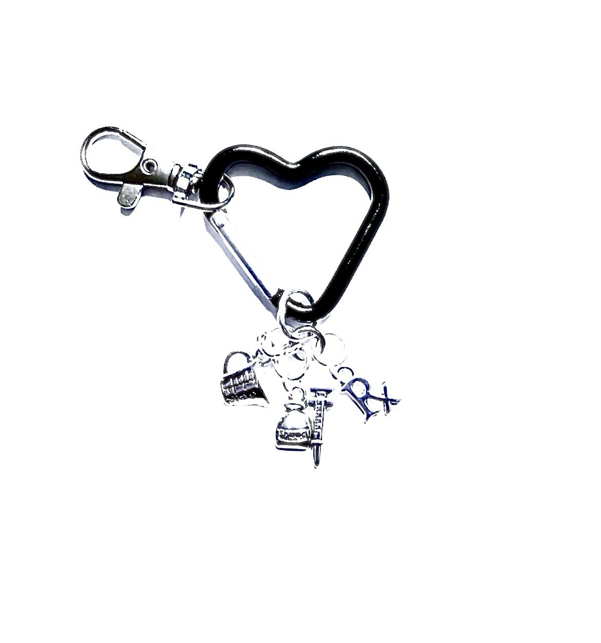 Pharmacist Black Heart Charm Keychain